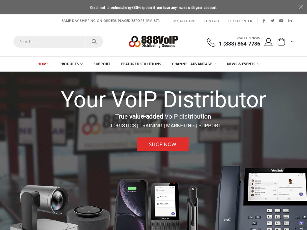 Historical distributor ecommerce homepage